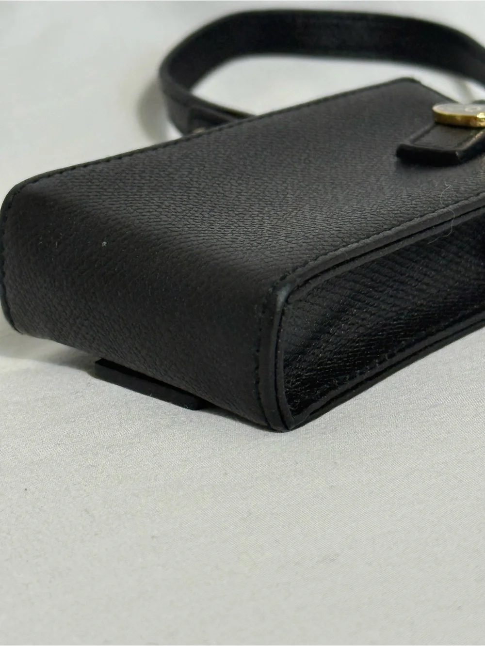 Chanel Vintage CC Cigarette Case Phone Holder Caviar Leather Black Gold